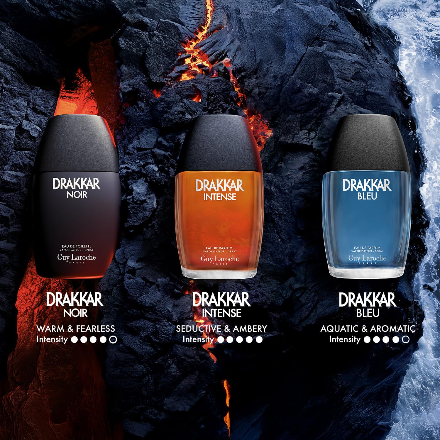 Drakkar Noir base with oak moss delivers lasting woody warmth.
