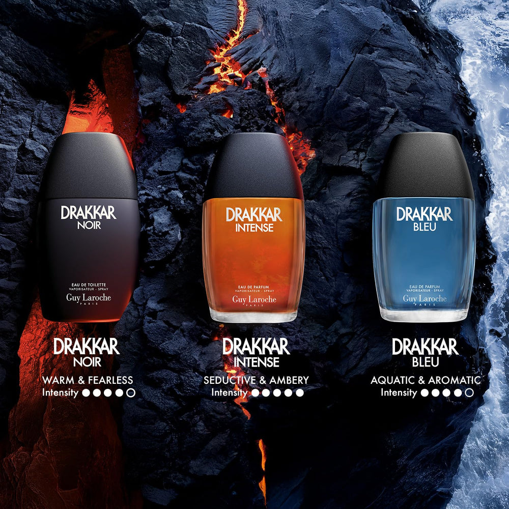 Drakkar Noir base with oak moss delivers lasting woody warmth.