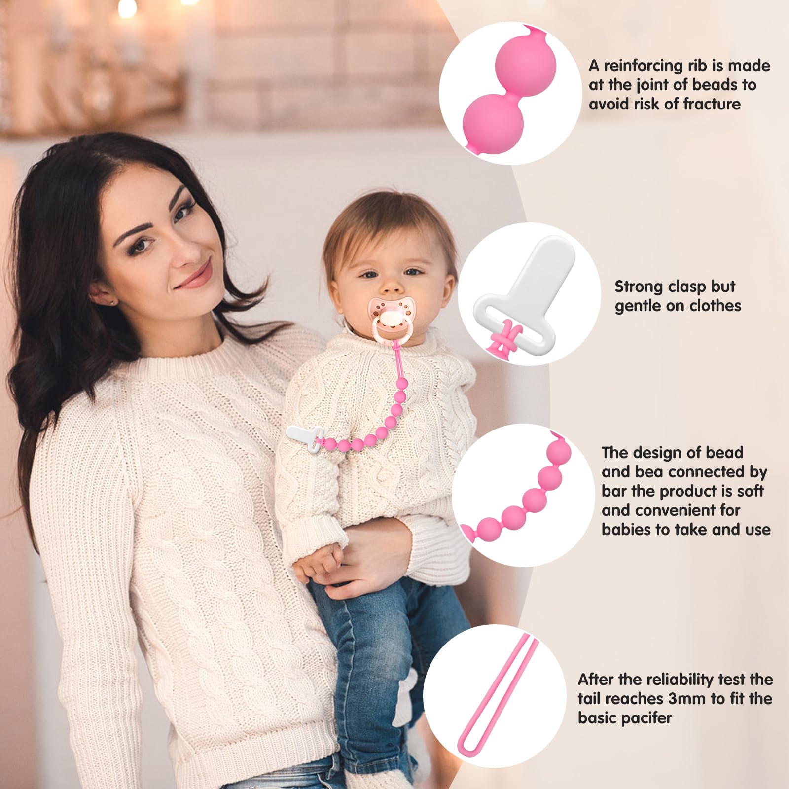 Draklary beaded design enhances outfits while soothing gums.