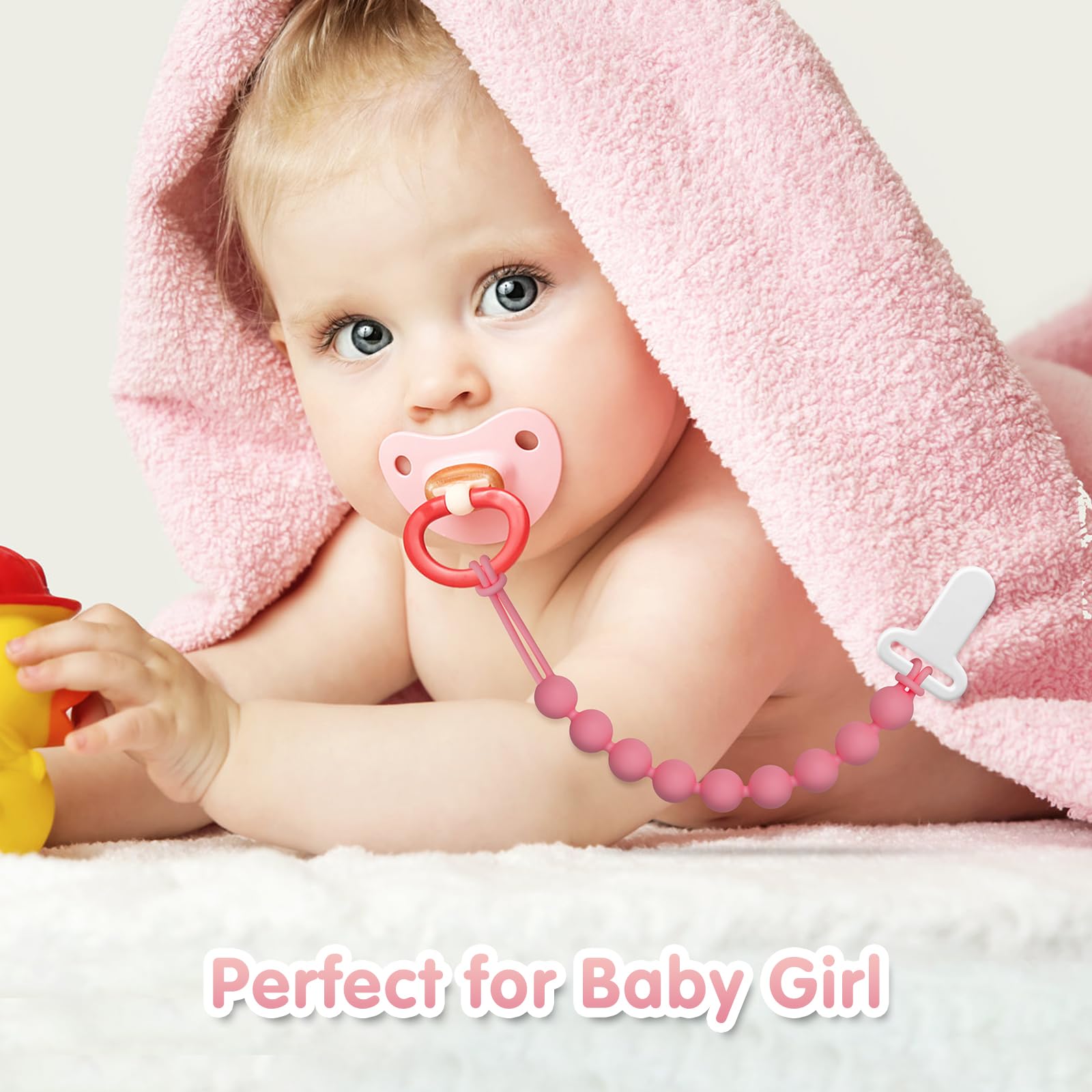 Draklary ultra-secure clasp grips fabric without damage, keeping pacifier close.
