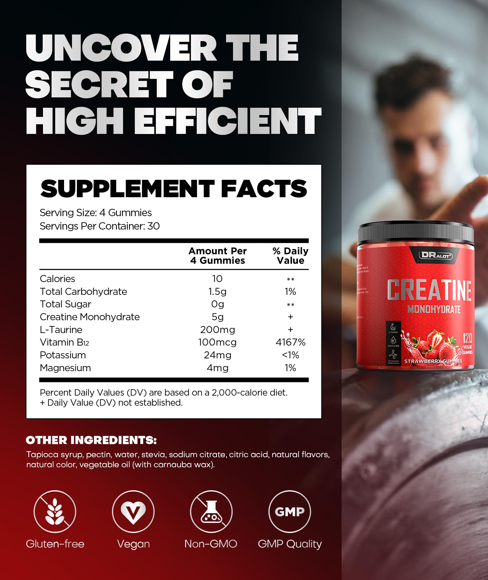 Dralot Creatine Monohydrate Gummies during training for energy and endurance
