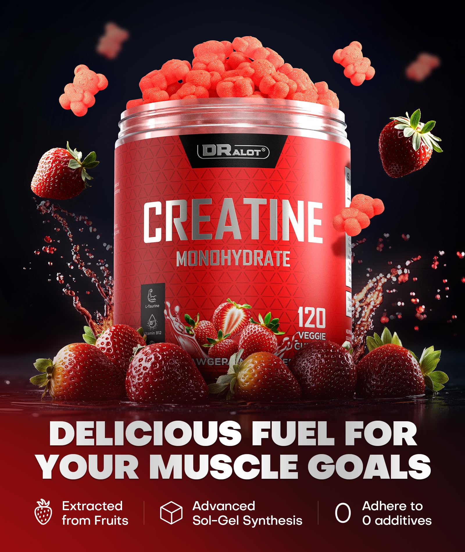 Dralot Creatine Monohydrate Gummies on-the-go packaging for gym use