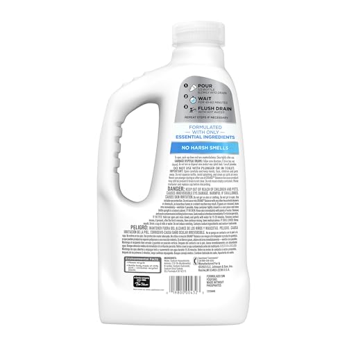 Drano Balance easy-wait-flush routine with hot water rinse.
