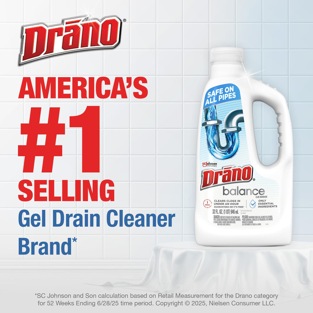 Drano Balance kitchen-sink-cleaning action helps remove grease.