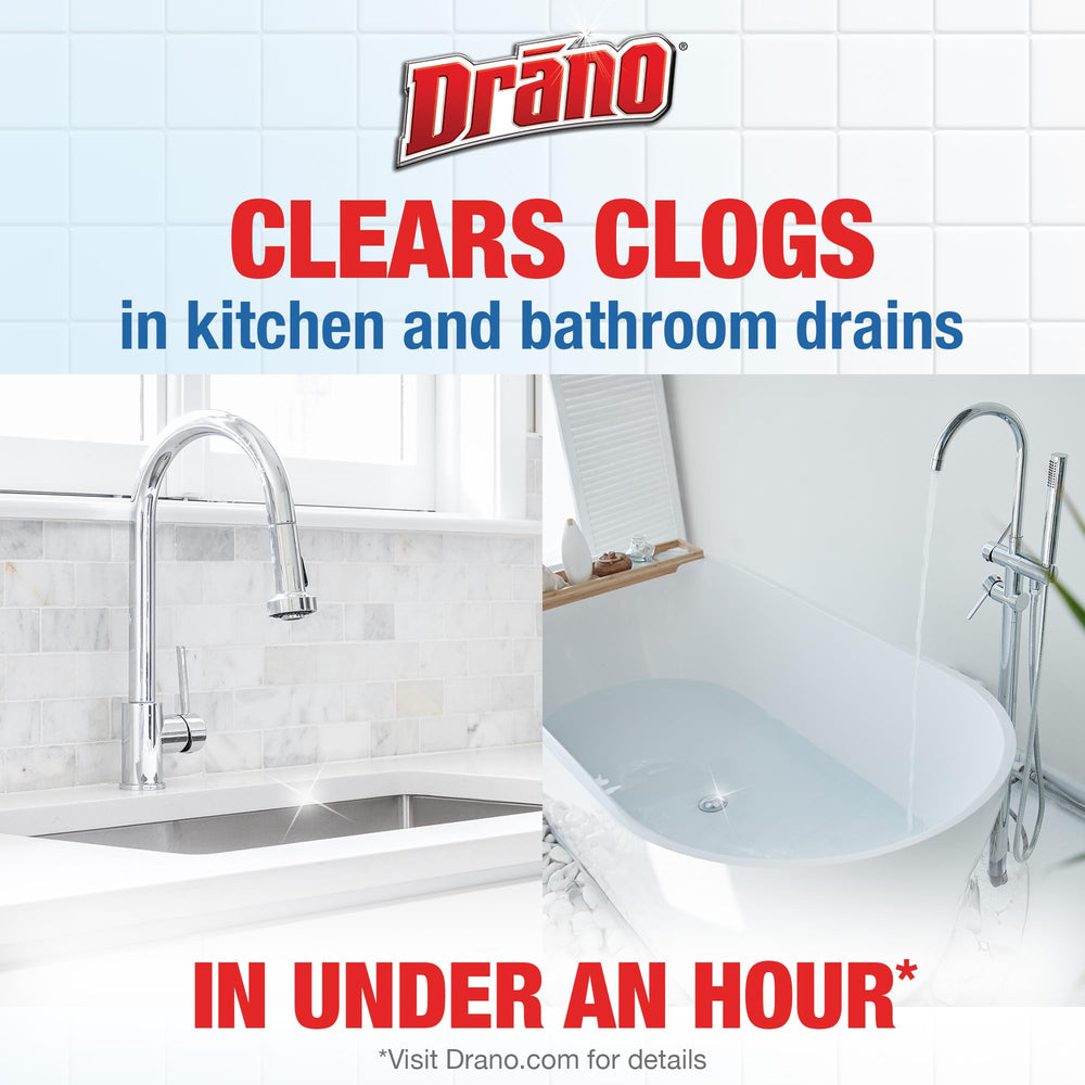 Drano Balance pour-down-drain demonstrates easy, mess-free application.