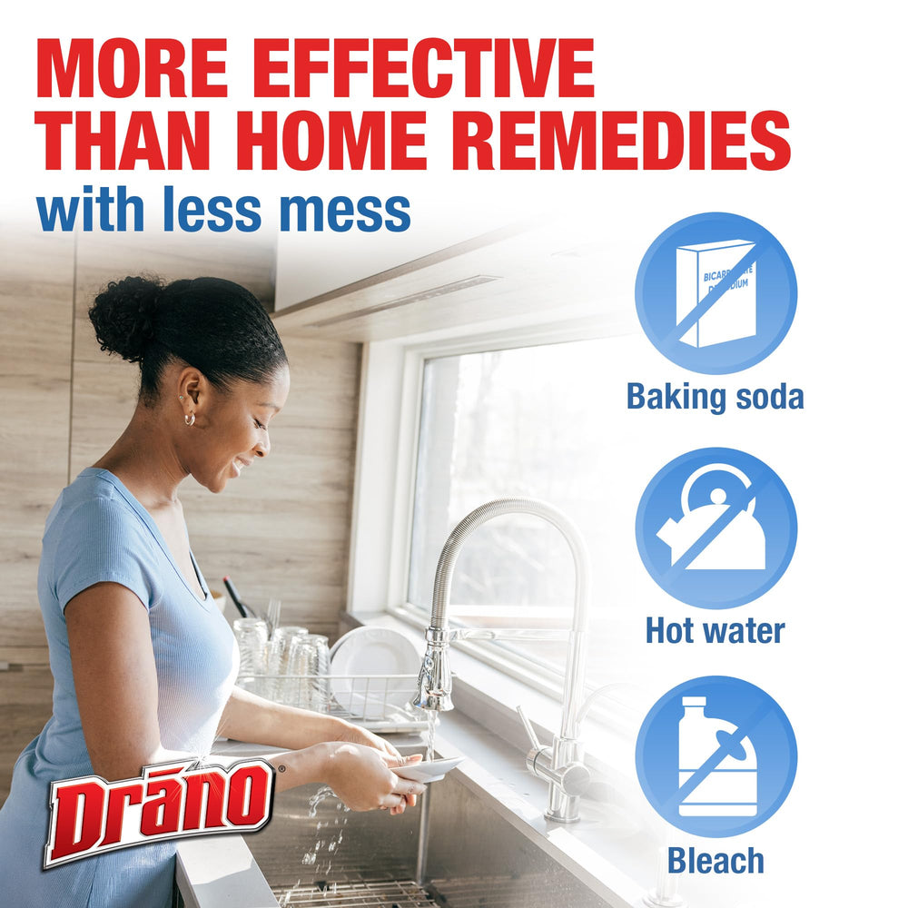 Drano Balance safe-on-pipes label confirms compatibility with all pipes.