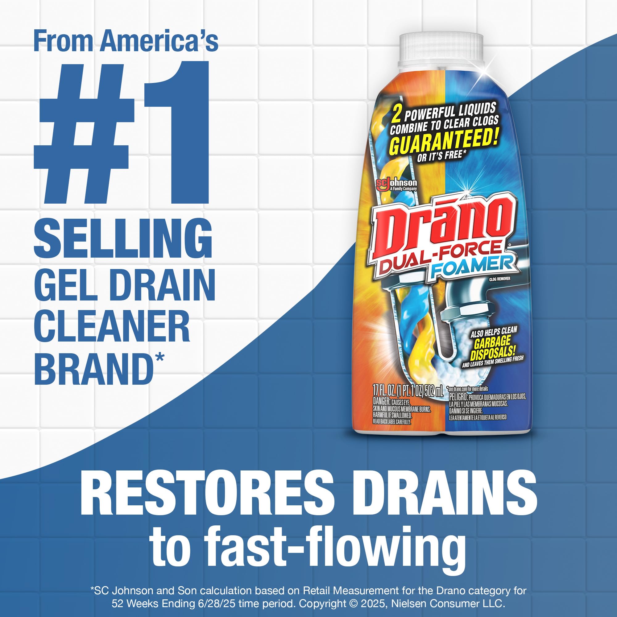 Foaming action fills entire pipes for thorough clog clearance