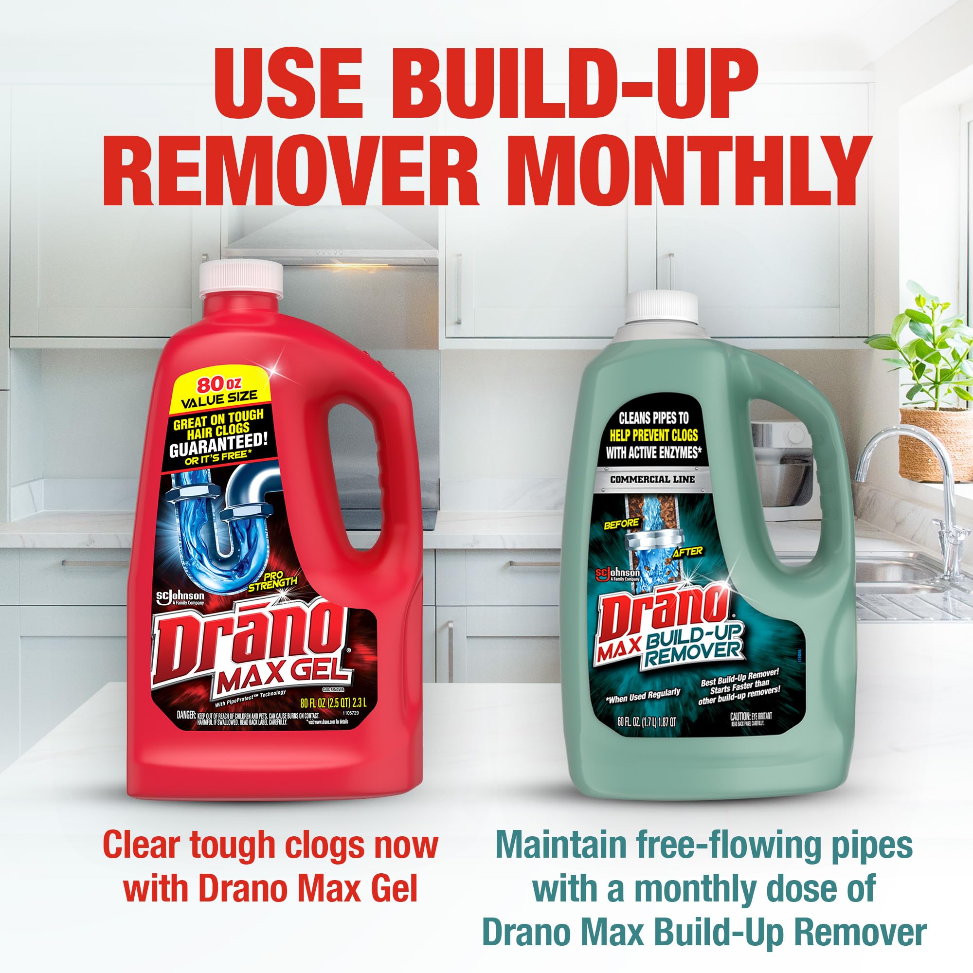 Drano product cap and bottle top showing clean, citrus fragrance.