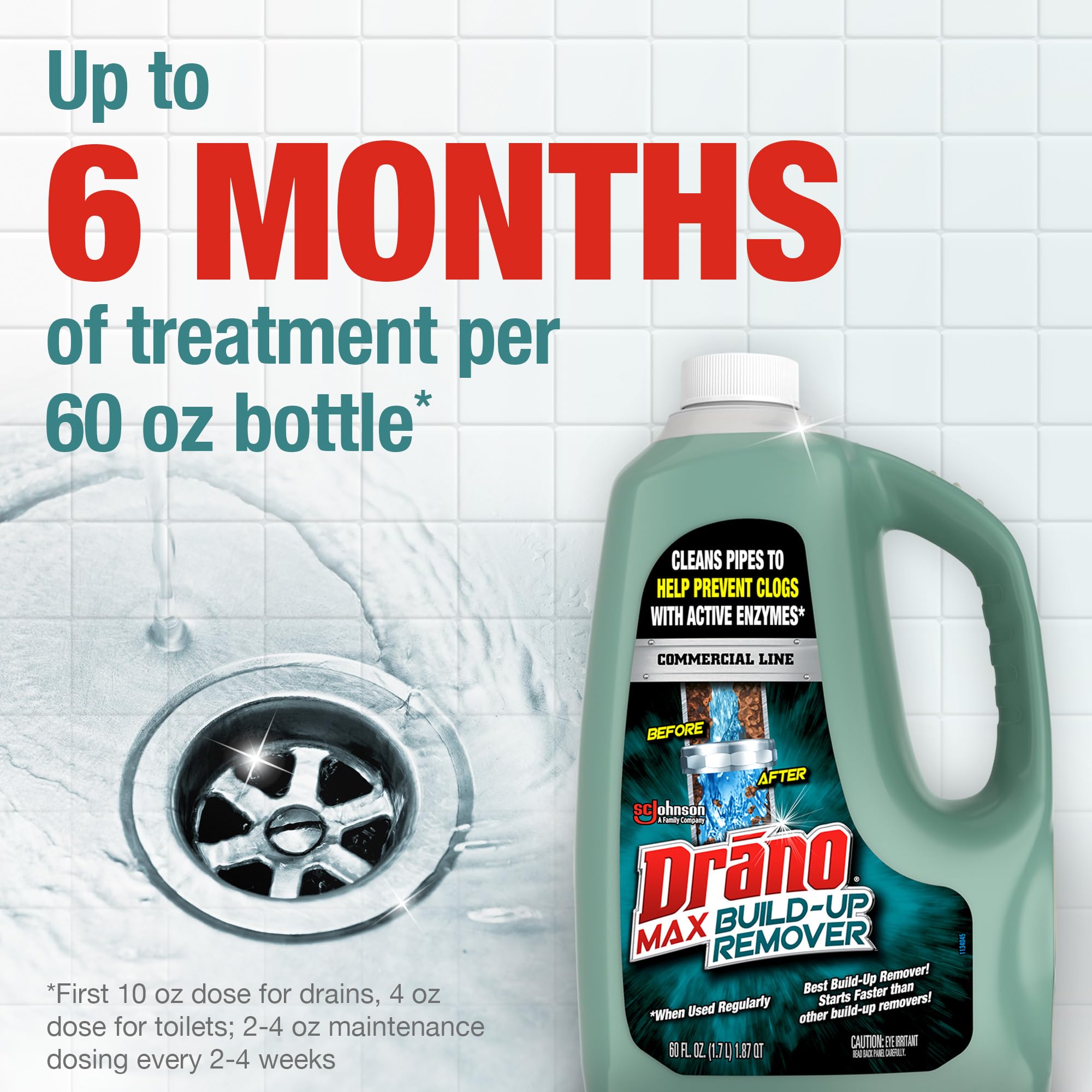 Drano Max Remover bottle with clock indicating overnight use.