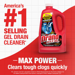 Drano Max Gel bleach action shows quick work clearing kitchen clogs.