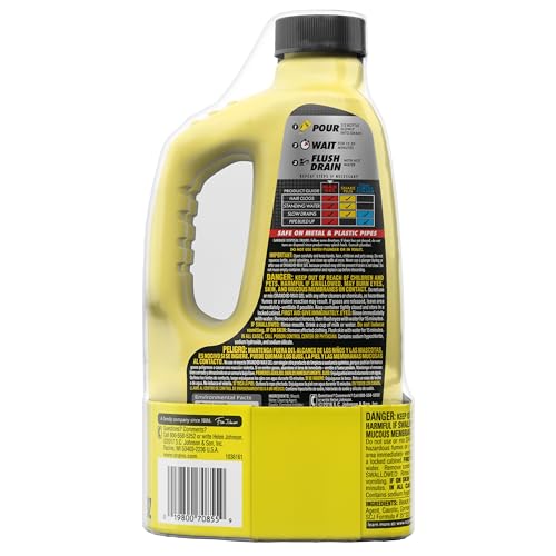 Drano Max Gel flow into drain shows gel reaching the clog.