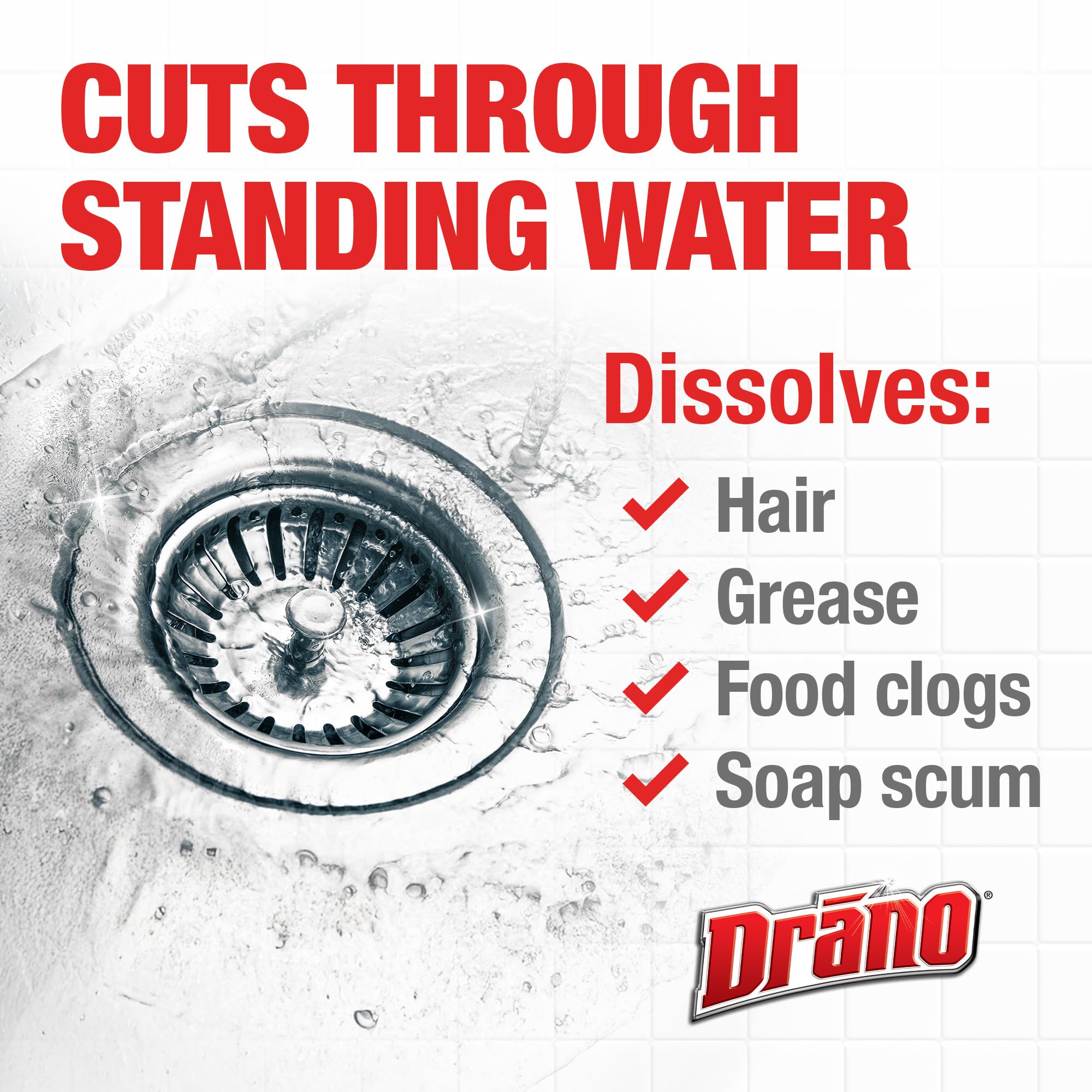 Drano Max Gel targets hair blockages for smoother bathroom drains.