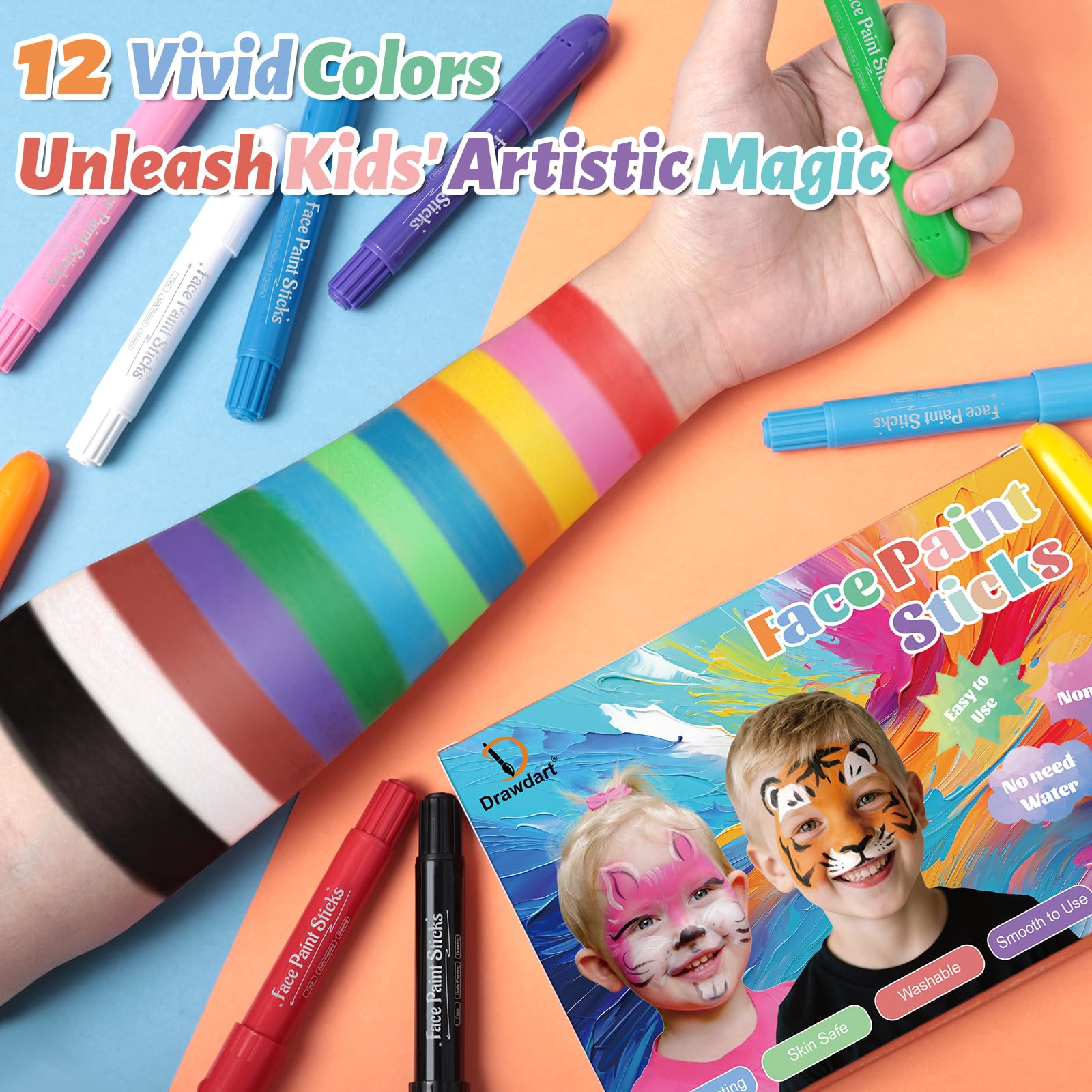 Drawdart easy-use twist-up crayons that require no water