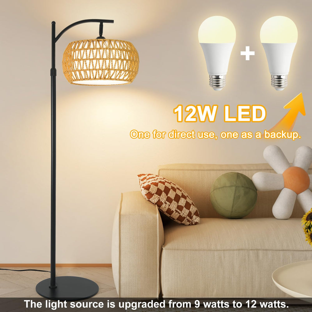 DRAWNCAT Boho Rattan Floor Lamp installation kit for quick setup