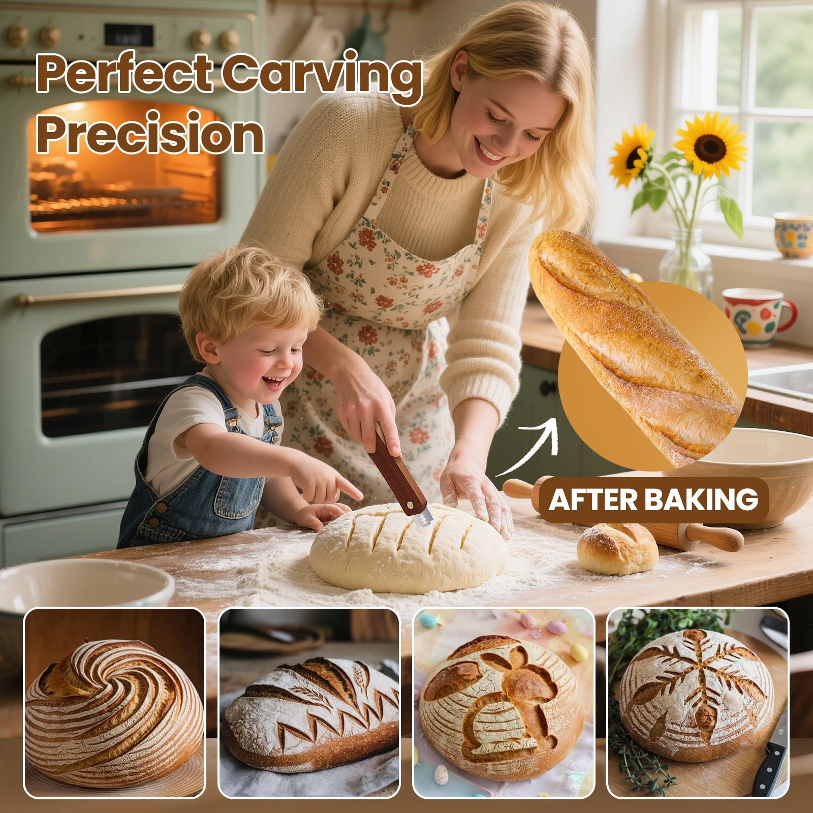 Drcomtruing bread lame rotatable head for precise scoring and control during shaping.