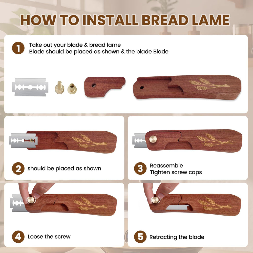 Drcomtruing bread scoring tool with secure screw lock for quick setup.