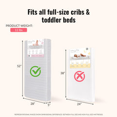 Dream On Me Honeycomb orthopedic mattress in crib demonstrating standard crib fit