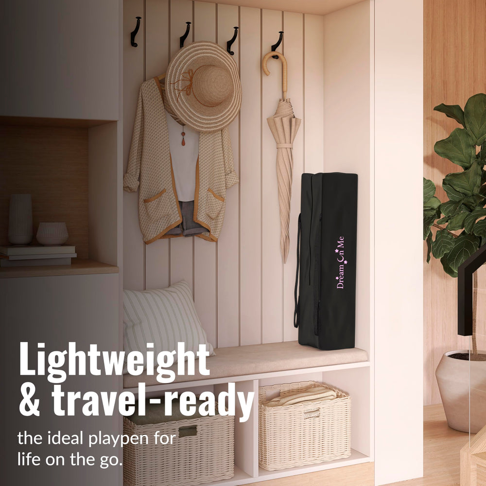 Dream On Me Nest portable playard uses no-tool assembly for fast setup.