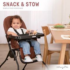 Dream On Me Snack and Stow Highchair with adjustable tray for versatile mealtime positions.
