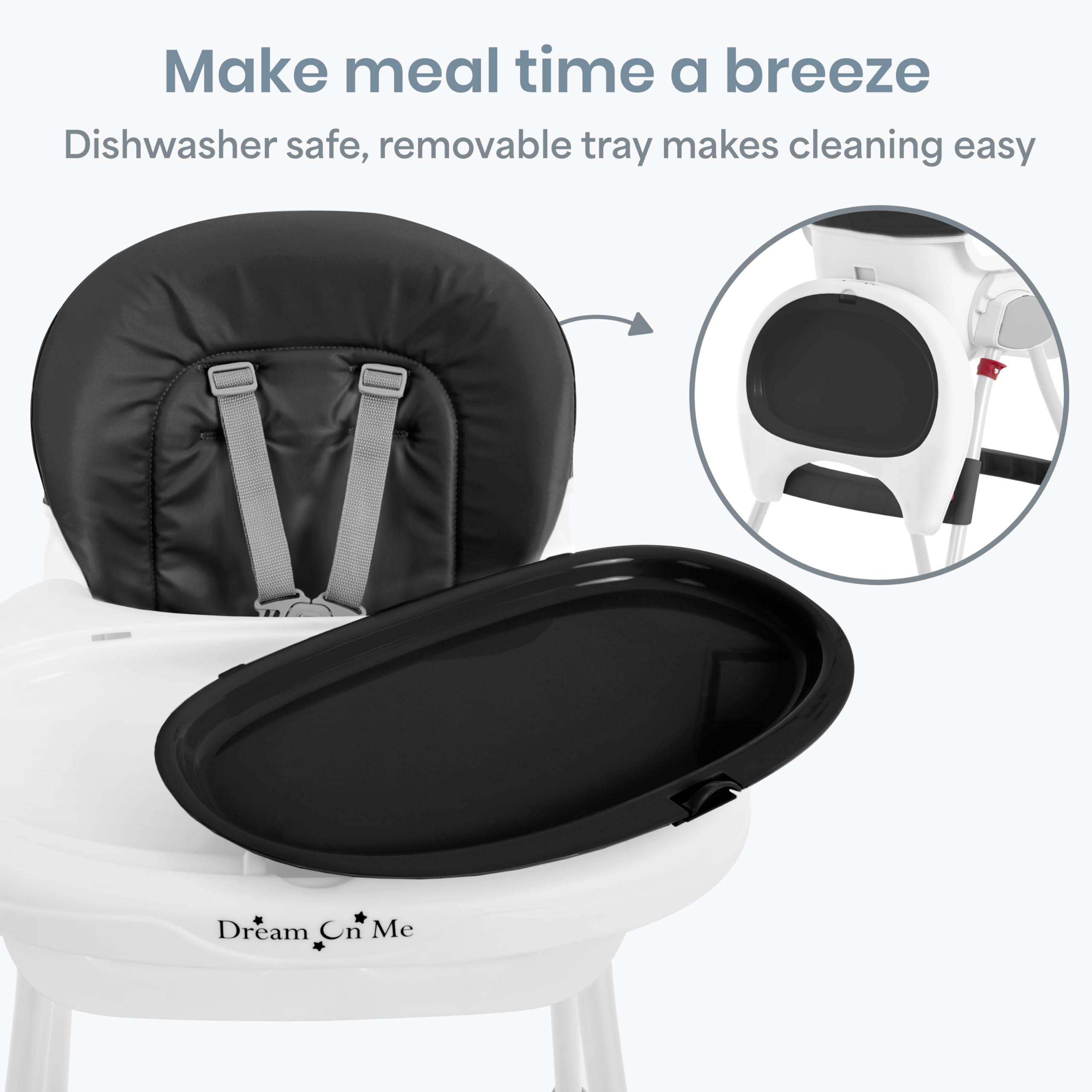 Dream On Me TableTalk 5-point harness keeps child secure.