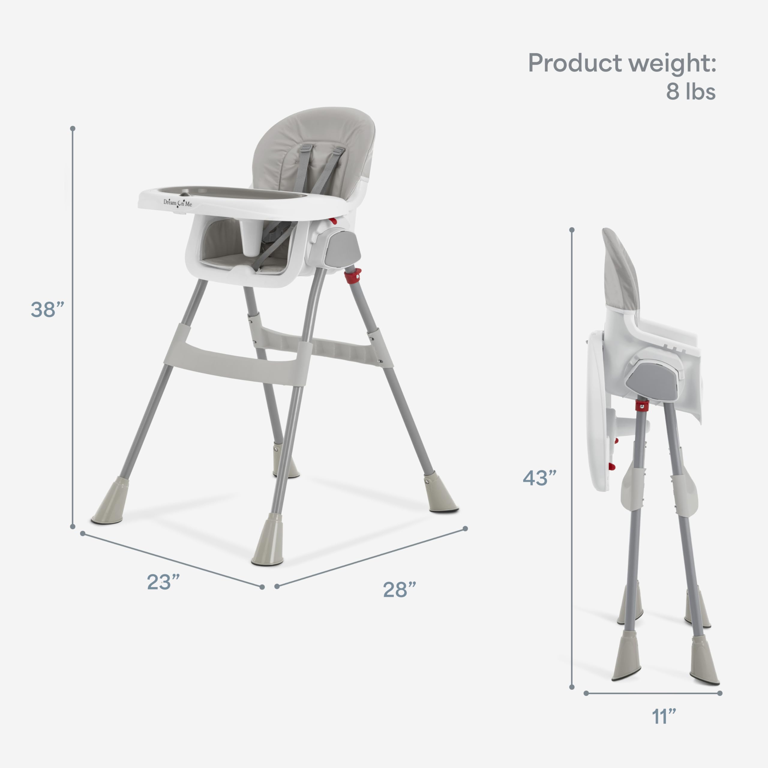 Dream On Me TableTalk base-tray remains fixed for added stability during meals.
