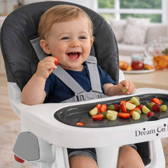 Dream On Me TableTalk base tray secured for stable mealtime.