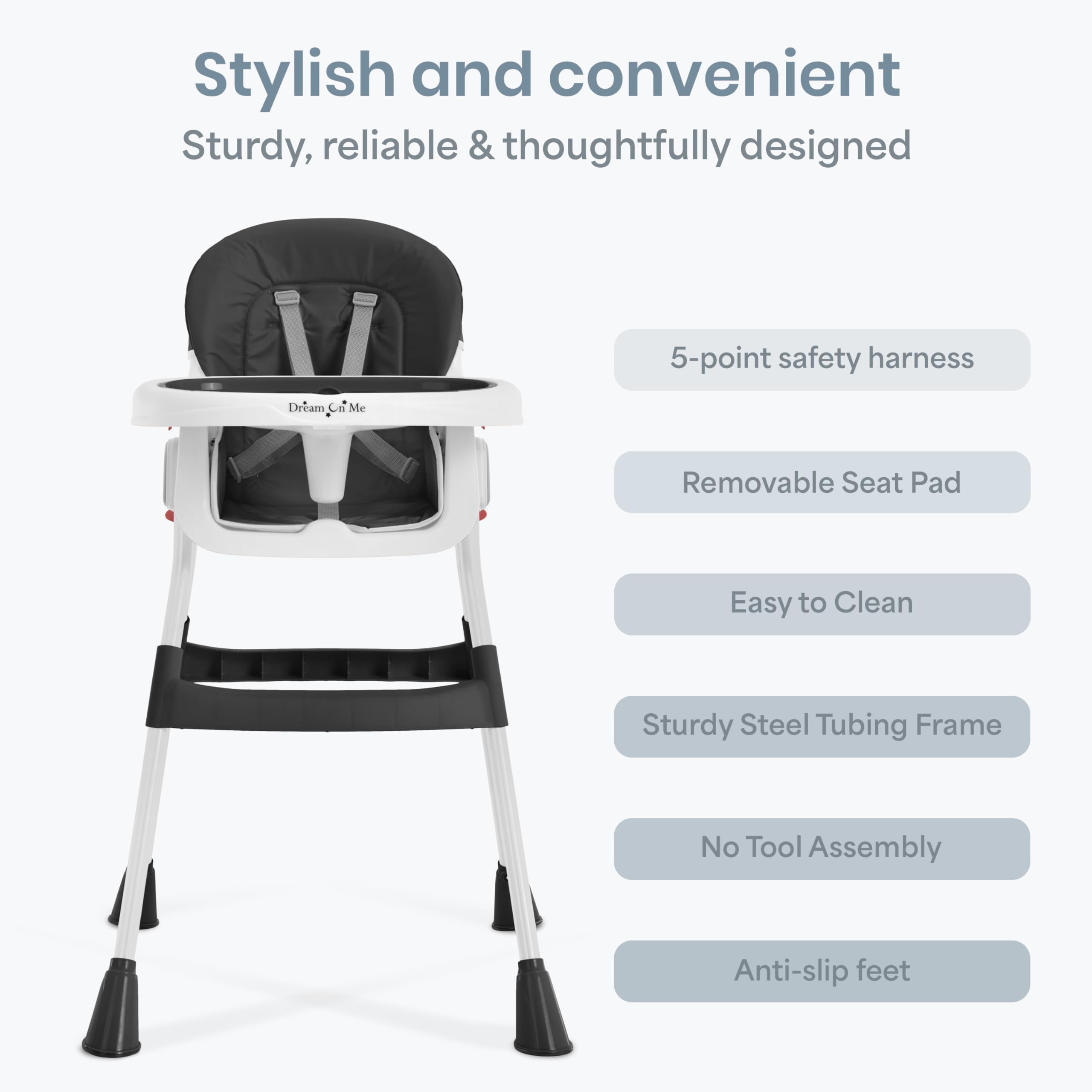 Dream On Me TableTalk padded seat cleans easily after meals.