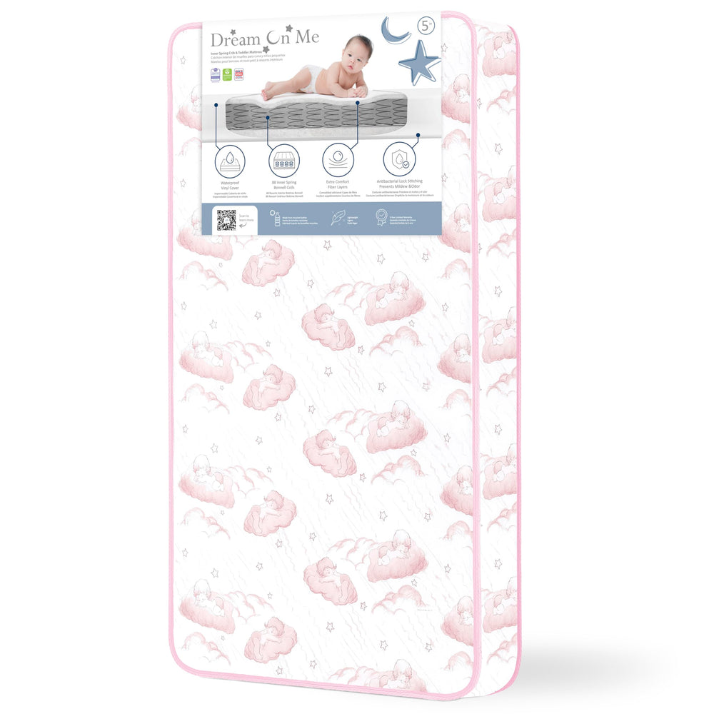 Dream On Me Twilight 80-coil mattress with interwoven coils showing firm support.