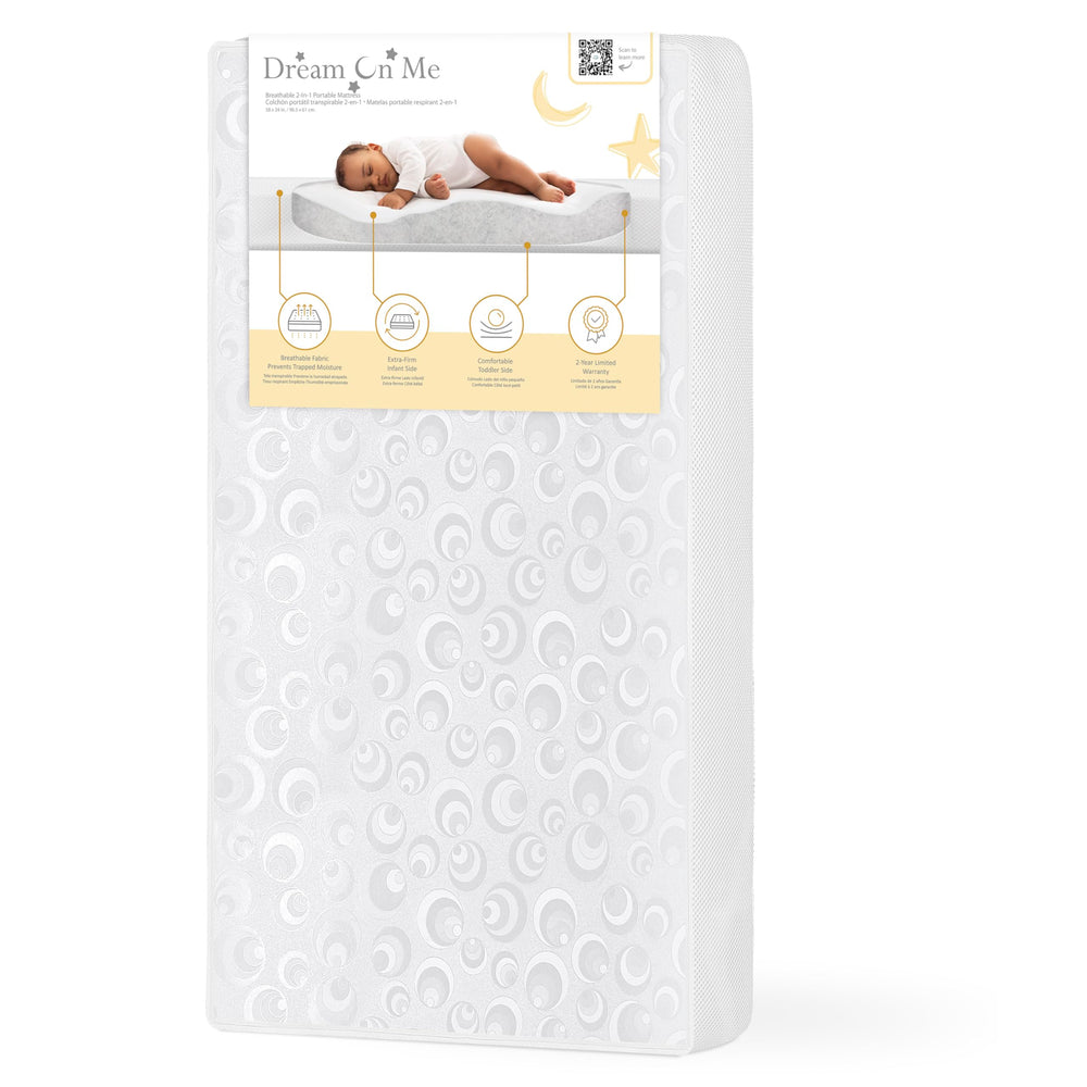 Dream On Me two-in-one breathable mini crib mattress infant side for airflow