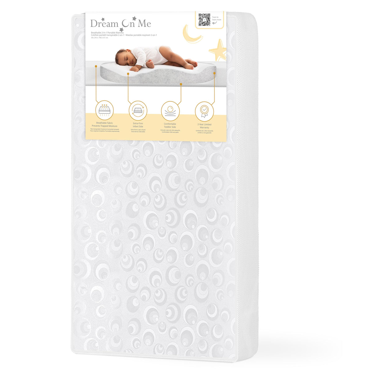 Dream On Me two-in-one breathable mini crib mattress infant side for airflow