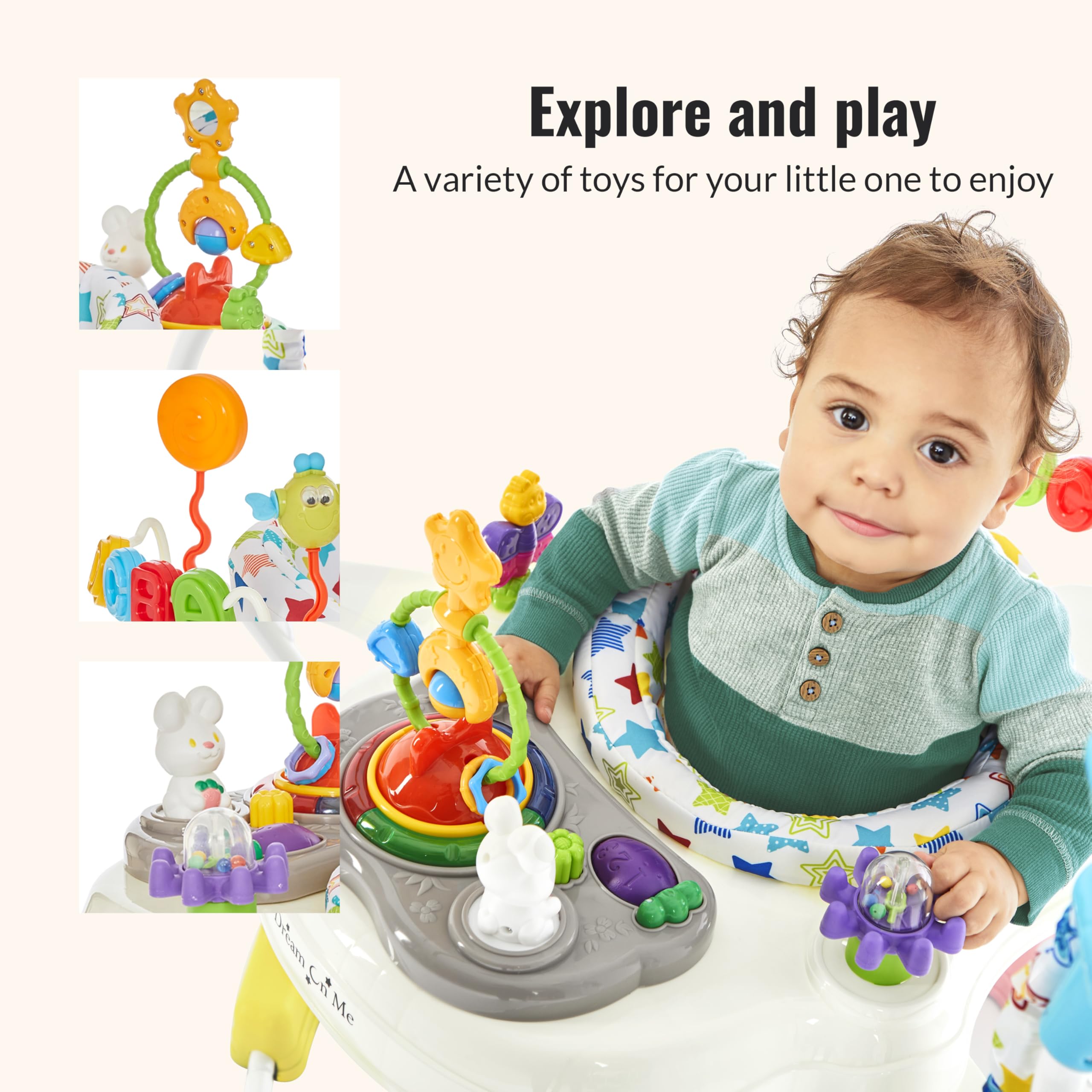 Dream On Me Zany colorful toys and music support visual and auditory exploration
