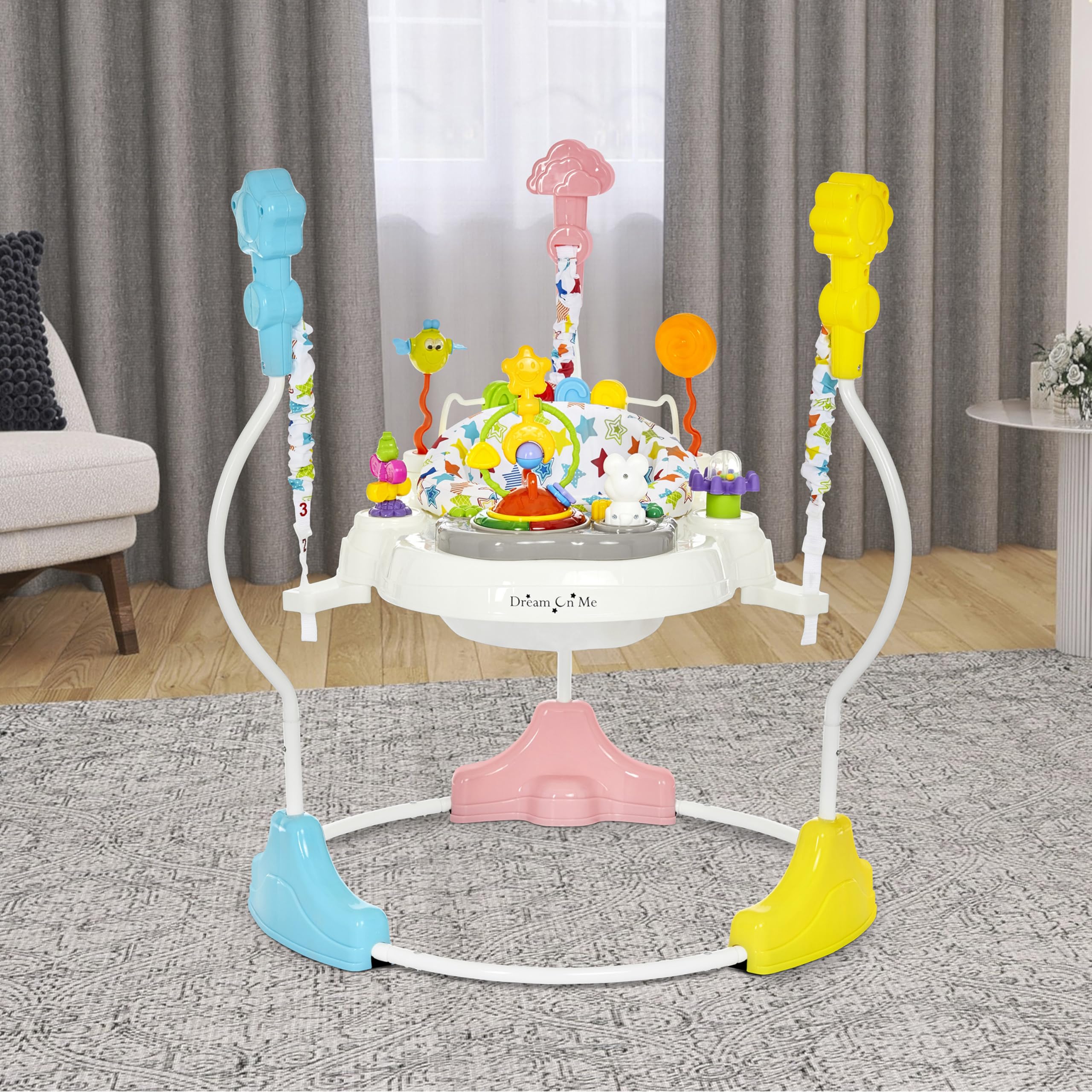 Dream On Me Zany elephant-star theme adds friendly play appeal