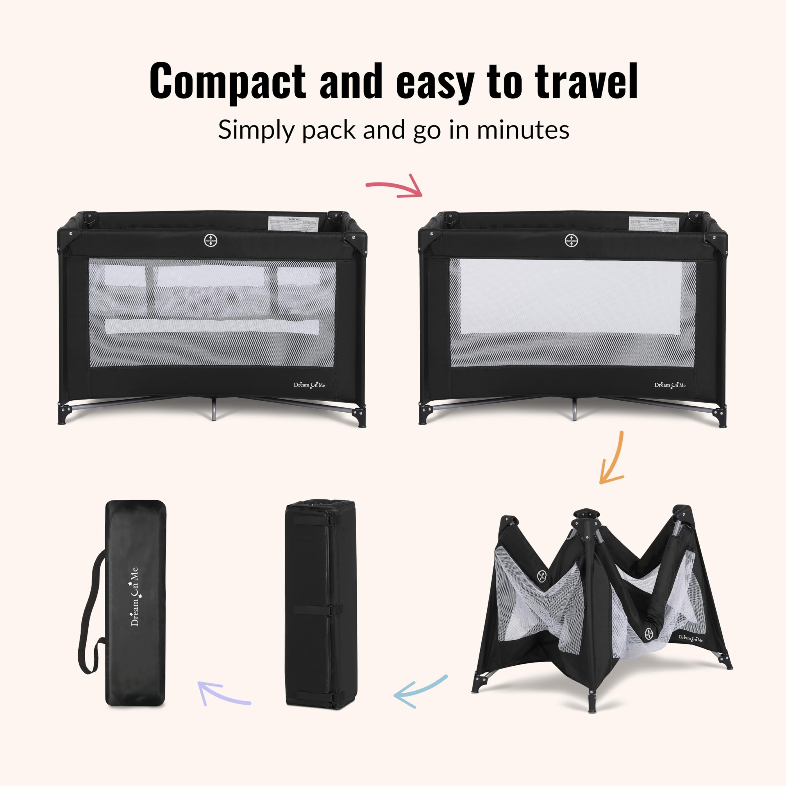 Dream On Me Zazzy 360° mesh sides promote airflow and easy monitoring.
