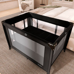 Dream On Me Zazzy playard setup demonstrates quick tool-free assembly for travel.