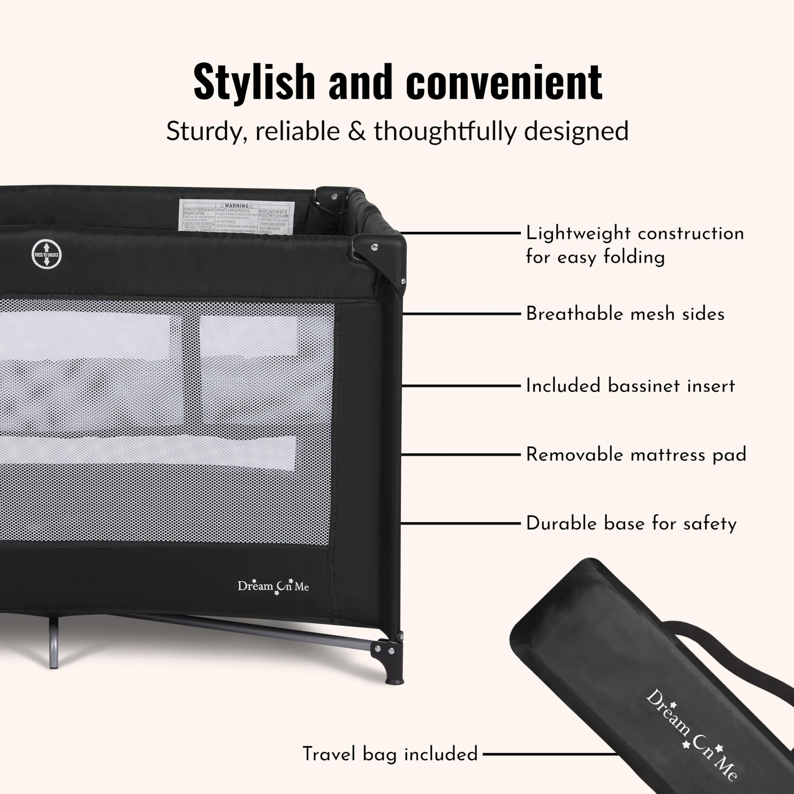 Dream On Me Zazzy removable mattress pad cleans easily for daily use.