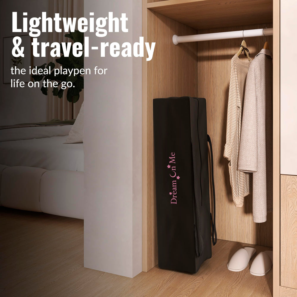 Dream On Me Zazzy travel bag included for easier packing and travel.