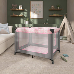 Dream On Me Zodiak playard offers a padded mattress for comfy naps