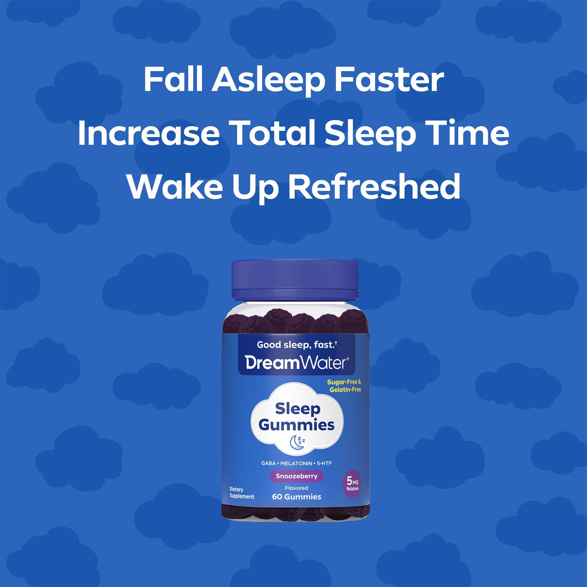 Dream Water SleepStat label close-up highlighting melatonin and GABA.
