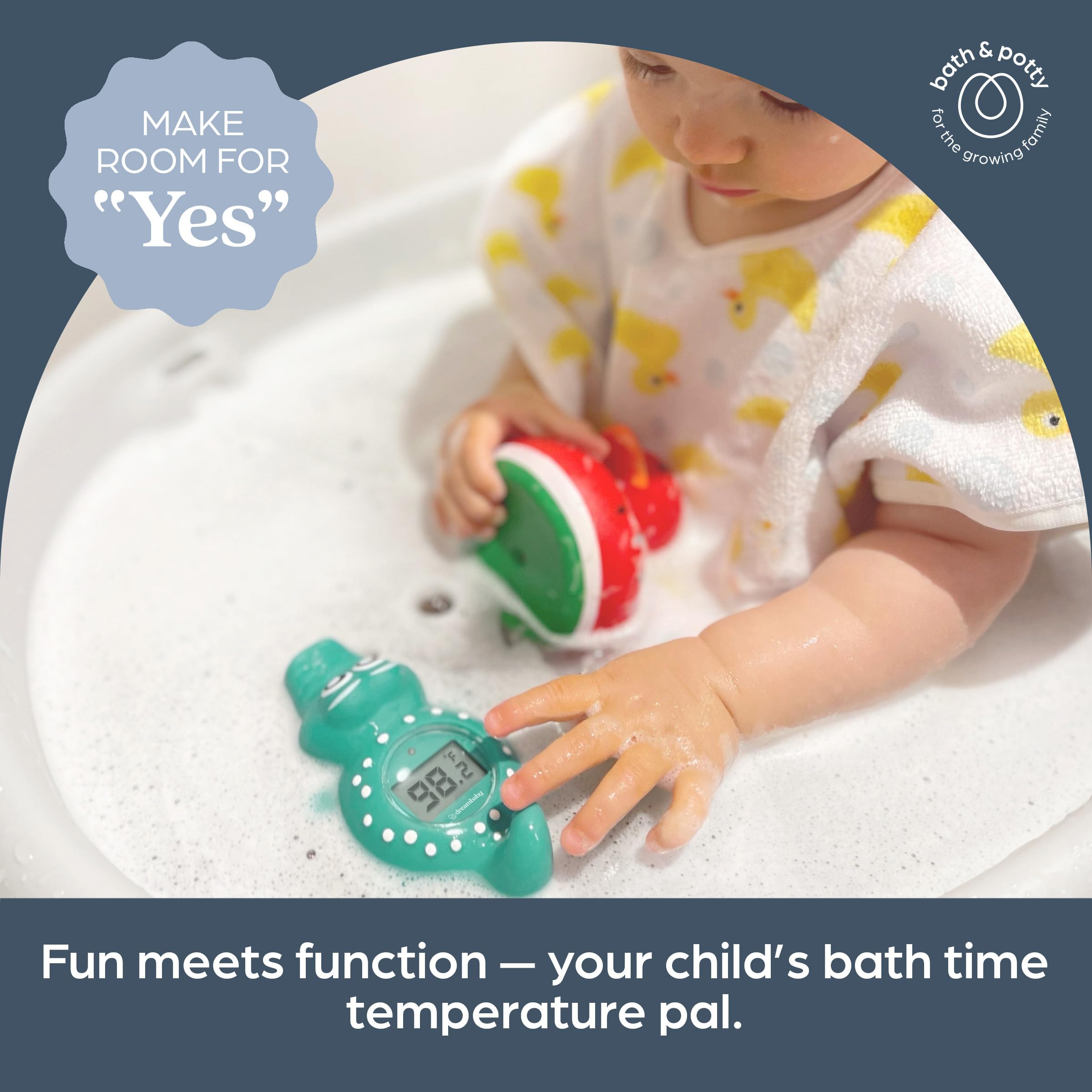 Dreambaby crocodile thermometer features 30-minute auto-off to save battery