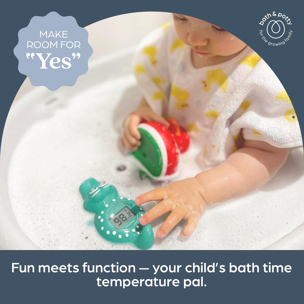 Dreambaby crocodile thermometer features 30-minute auto-off to save battery