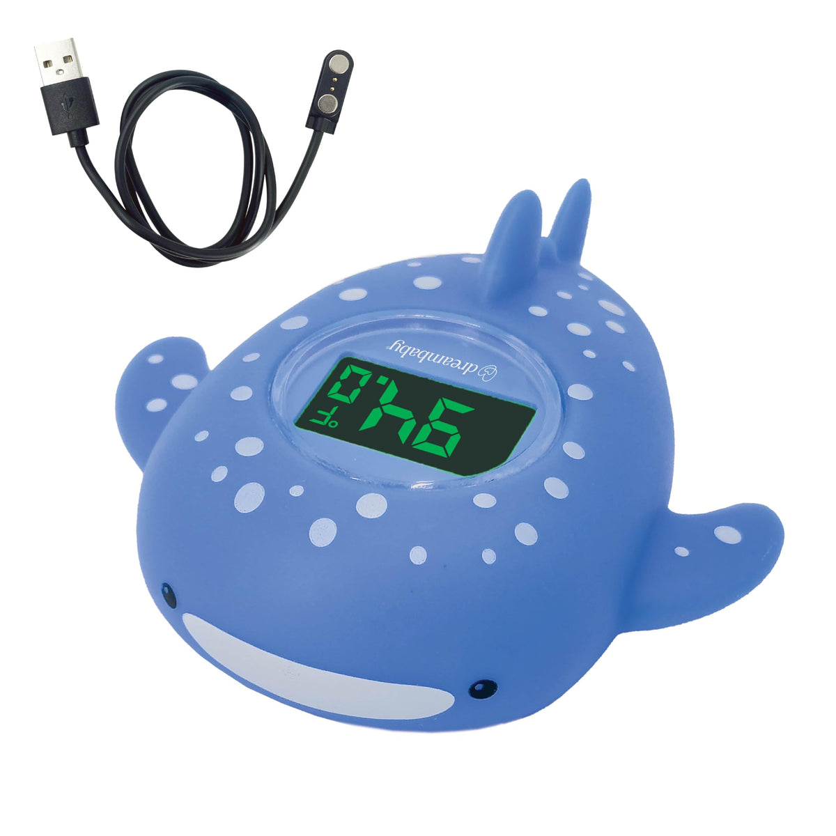 Dreambaby Whale Shark thermometer in water showing instant temperature readings