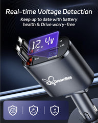 DreamBee charger with cables extended for easy reach in a car