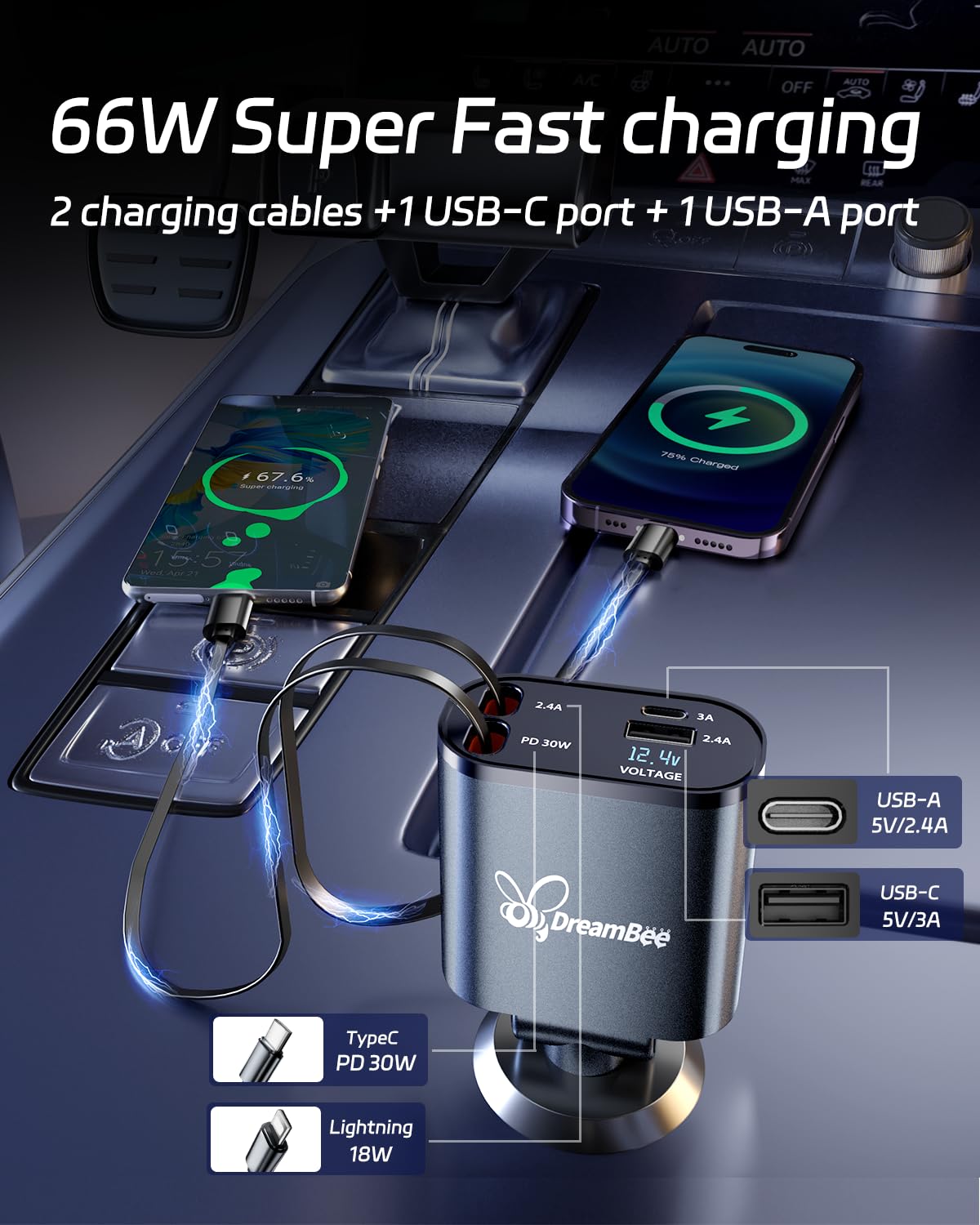 DreamBee USB-C port enables PD and QC charging on multiple devices
