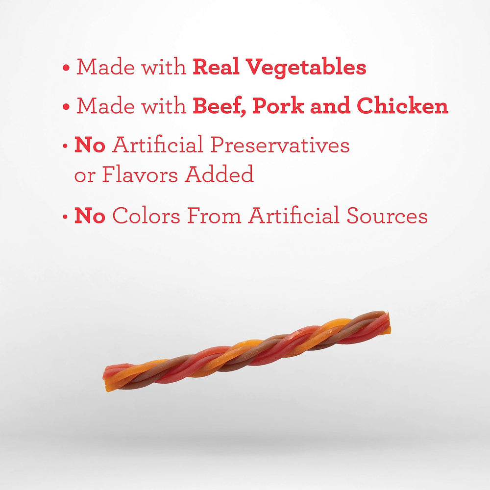 DreamBone Twisties vegetables and minerals support balanced treats.