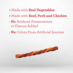 DreamBone Twisties vegetables and minerals support balanced treats.