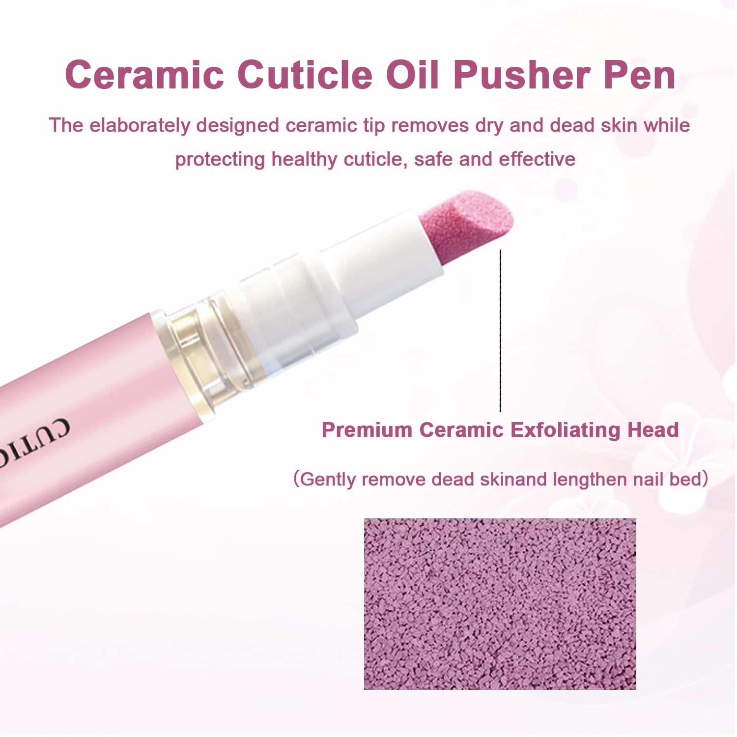 DreamCatching ceramic exfoliating head removes dead skin softly.
