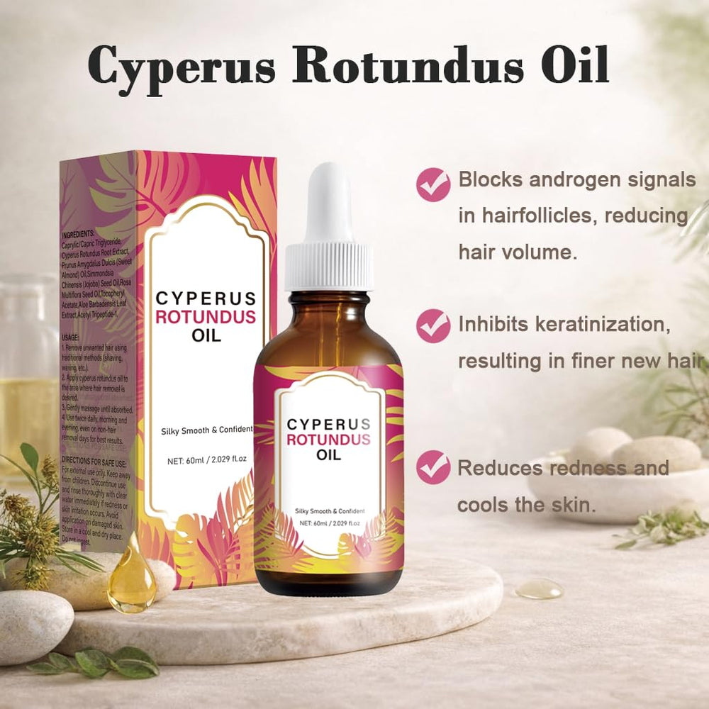 Close-up of DreamCatching Cyperus Rotundus Oil texture showing light, non-greasy feel.