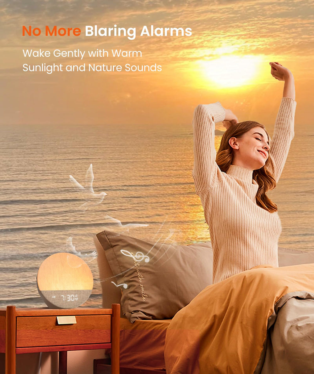 Dreamegg Sunrise 1 dimmable night light creates a cozy ambience at night.