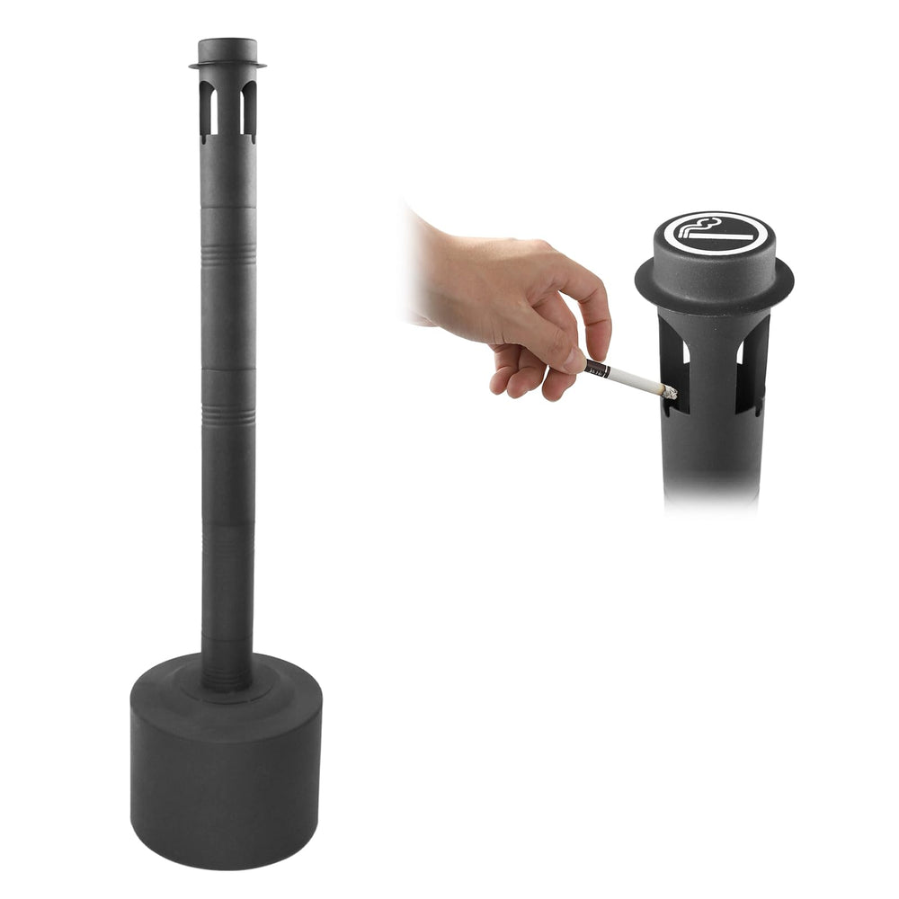 Dreamillo outdoor ashtray stand front view showing durable stainless steel.
