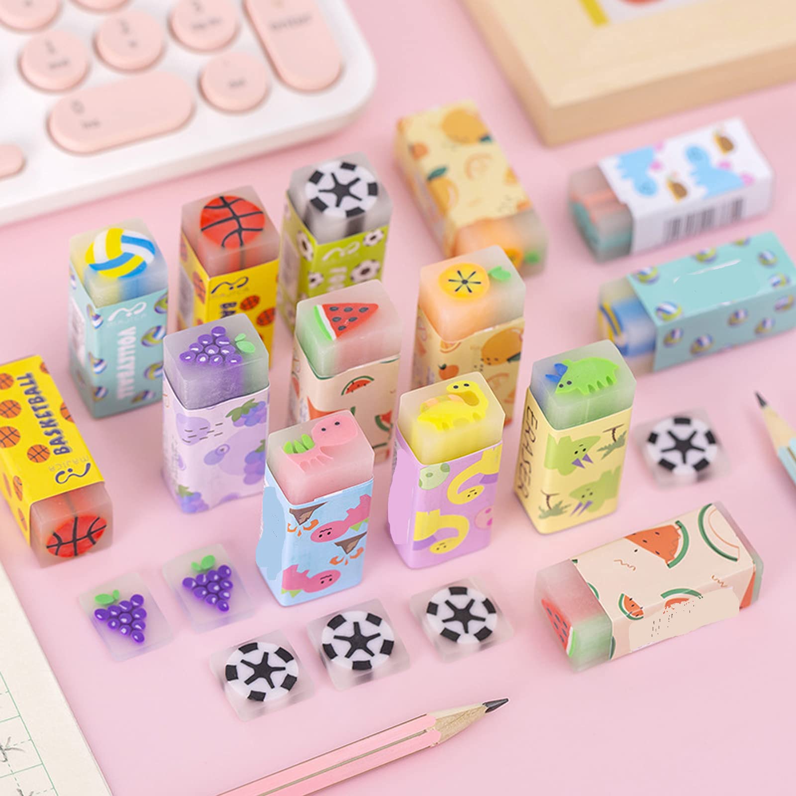 Dreamm dinosaur-style erasers colorfully engage kids during learning tasks